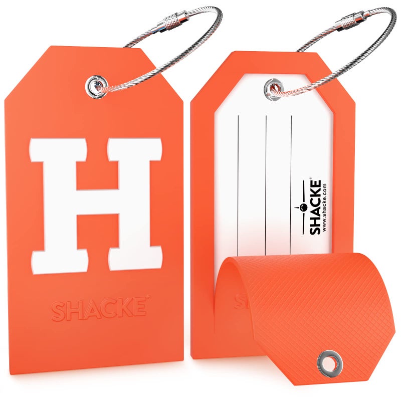 Shacke Initial Luggage Tag with Full Privacy Cover and Stainless Steel Loop â€“ (Letter H) - Image 2